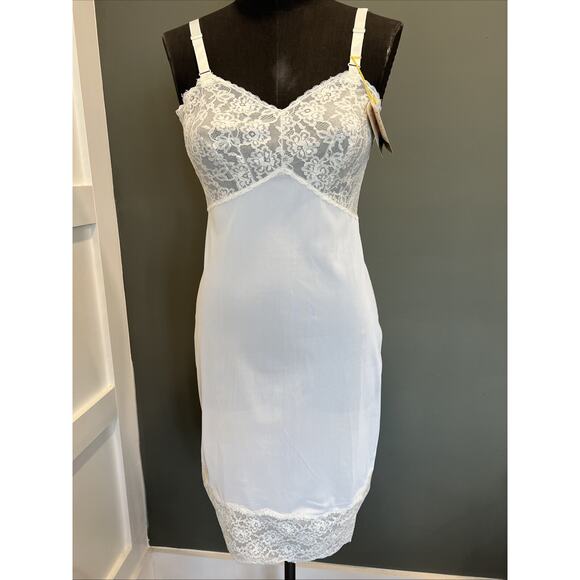 NWT Vntg 1960s Full Slip Aristocraft 34 Lac Bust Nightgown, Lingerie Adj. Strap - Picture 1 of 9